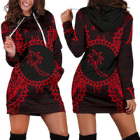 Chuuk Polynesian Hoodie Dress Map Red Red - Polynesian Pride