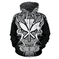 Kanaka Map Zip up Hoodie White Armor Style - Polynesian Pride