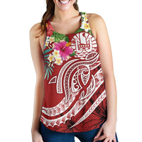 Tahiti Polynesian Women's Racerback Tank - Summer Plumeria (Red) - Polynesian Pride