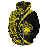 Polynesian Coat of Arms of Samoa Zip Hoodie Yellow - Polynesian Pride