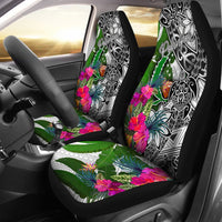 Pohnpei Car Seat Covers White - Turtle Plumeria Banana Leaf Universal Fit White - Polynesian Pride