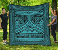 Hawaii Polynesian Mauna Kea Premium Quilt Blue Blue - Polynesian Pride