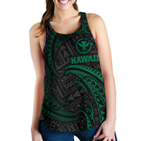 Hawaii Polynesian Women's Racerback Tank - Green Tribal Wave - Polynesian Pride