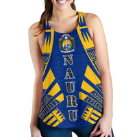 Nauru Women Racerback Tank - Polynesian Tattoo Flag White - Polynesian Pride