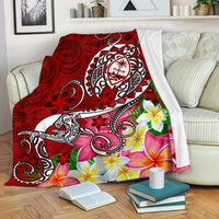 Guam Premium Blanket - Turtle Plumeria (Red) - Polynesian Pride