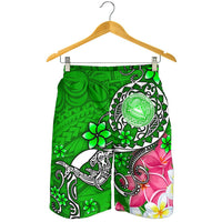 American Samoa Polynesian Men's Shorts - Turtle Plumeria (Green) - Polynesian Pride