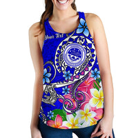 FSM Custom Personalised Women's Racerback Tank - Turtle Plumeria (Blue) - Polynesian Pride