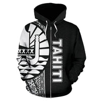 Tahiti (French Polynesia) Polynesian Zip up Hoodie White Line - Polynesian Pride