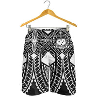 Samoa Polynesian Men's Shorts - Samoa White Seal with Polynesian Tattoo - Polynesian Pride