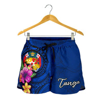 Tonga Polynesian Women's Short - Floral With Seal Blue - Polynesian Pride