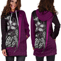 Yap Micronesian Women's Hoodie Dress Blackberry - Turtle With Hook - Polynesian Pride