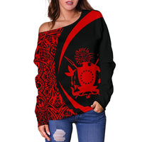 Cook Islands Women's Off Shoulder Sweater - Circle Style 04 - Polynesian Pride