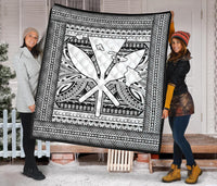 Hawaii Polynesian Kanaka Maoli Premium Quilt White - Polynesian Pride