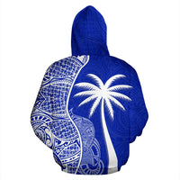 Yap Polynesian Custom Zip up Hoodie Coconut Blue - Polynesian Pride