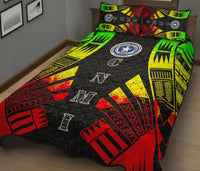 Northern Mariana Islands Quilt Bed Set - Northern Mariana Islands Seal & Polynesian Reggae Tattoo Style - Polynesian Pride