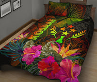 Kosrae Polynesian Quilt Bed Set - Hibiscus and Banana Leaves - Polynesian Pride