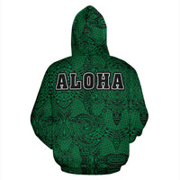 Hibiscus Polynesian Green Hawaii Turtle Hoodie (Zip) - Polynesian Pride