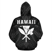 Polynesian Fish Hook Kanaka Map of Hawaii Hoodie White - Polynesian Pride