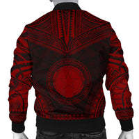 Northern Mariana Islands Polynesian Chief Men's Bomber Jacket - Red Version - Polynesian Pride