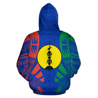 Kanaky New Caledonia All Over Zip up Hoodie Polynesian Tattoo Style - Polynesian Pride
