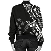 Kosrae Women's Bomber Jacket - Micronesian Pattern Flash Black - Polynesian Pride