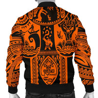 Polynesian Men's Bomber Jackets - Guam Flag, Seal with Maui Moana Tattoo - Polynesian Pride
