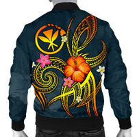 Polynesian Hawaii Personalised Men's Bomber Jacket - Legend of Kanaka Maoli (Blue) - Polynesian Pride