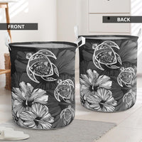 Hibiscus Turtles Hawaii Laundry Basket White AH - Polynesian Pride