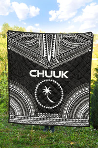 Chuuk Premium Quilt - Chuuk Flag Polynesian Chief Black Version - Polynesian Pride