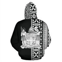 Fiji Hoodie Fiji Coat of Arms Tapa Half Style - Polynesian Pride
