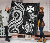 Wallis and Futuna Premium Quilt - White Tentacle Turtle - Polynesian Pride