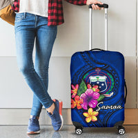 Samoa Polynesian Luggage Covers - Floral With Seal Blue - Polynesian Pride