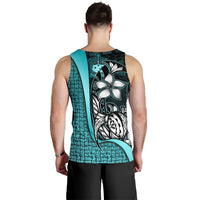 Samoa Polynesian Men's Tank Top Turquoise - Turtle With Hook - Polynesian Pride