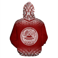 American Samoa All Over Hoodie Fog Red - Polynesian Pride