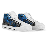 Tahiti Polynesian High Top Shoes - Blue Turtle Hibiscus Flowing - Polynesian Pride