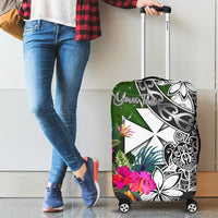 Wallis And Futua Custom Personalised Luggage Covers White - Turtle Plumeria Banana Leaf - Polynesian Pride