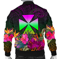 Wallis and Futuna Men's Bomber Jacket - Summer Hibiscus - Polynesian Pride