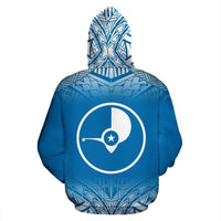 Yap All Over Zip up Hoodie Blue Fog Style - Polynesian Pride