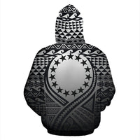 Cook Islands All Over Hoodie Lift up Black - Polynesian Pride