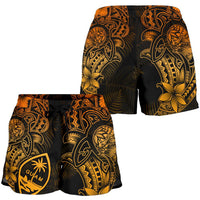Guam Polynesian Women Shorts - Gold Turtle Homeland - Polynesian Pride