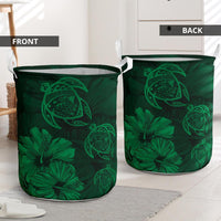 Hibiscus Turtles Hawaii Laundry Basket Green AH - Polynesian Pride