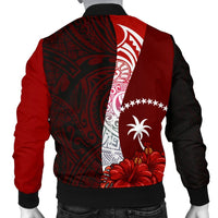 Chuuk Micronesia Men's Bomber Jacket - Coat Of Arm With Hibiscus - Polynesian Pride