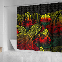 Tahiti Shower Curtain Turtle Hibiscus Reggae - Polynesian Pride