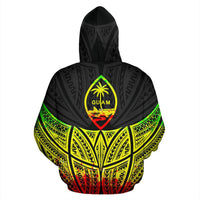 Guam Polynesian Zip up Hoodie Reggae Pride Map and Seal - Polynesian Pride