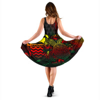 Tuvalu Polynesian Midi Dress - Turtle Hibiscus Reggae - Polynesian Pride