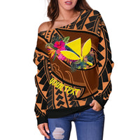 Hawaii Kanaka Maoli Personalised Off Shoulder Sweater - Polynesian Hook And Hibiscus - Polynesian Pride