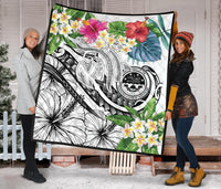 FSM Polynesian Premium Quilt - Summer Plumeria (White) - Polynesian Pride