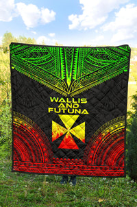 Wallis And Futuna Premium Quilt - Wallis And Futuna Coat Of Arms Polynesian Chief Reggae Version - Polynesian Pride