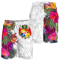 Tonga All Over Print Men's Shorts Polynesian Hibiscus White Pattern - Polynesian Pride
