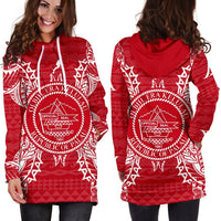 Palau Polynesian Hoodie Dress Map Red White - Polynesian Pride
